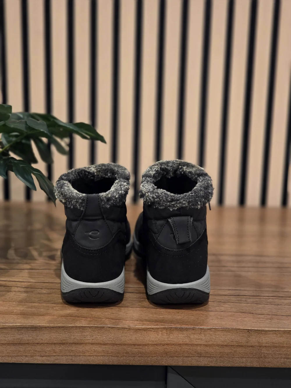 Easy Spirit Quilted Faux-Fur Ankle Boots - Black with Gray Trim
